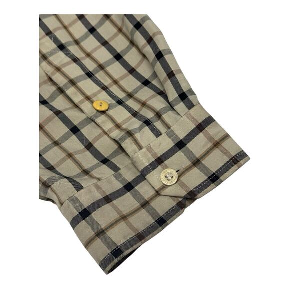 Vintage Y2K Mecca Men's Polyester Rayon 2XL Tan Plaid Long-Sleeve Streetwear - Picture 6 of 11